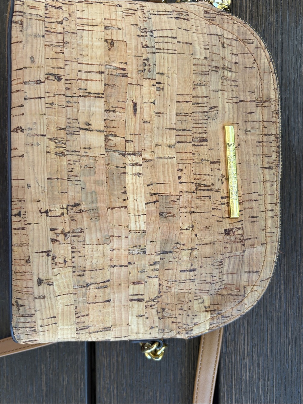 Steve Madden Cork-Textured Crossbody Bag in Natural Cork